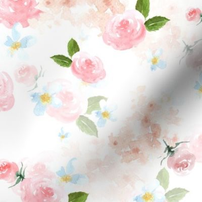 10" UtART - pink plush watercolor florals