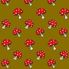 Fly Agaric fungus / Red polka-dot mushroom -golden green 