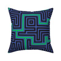 Retro tech maze rounded lines neon green blue