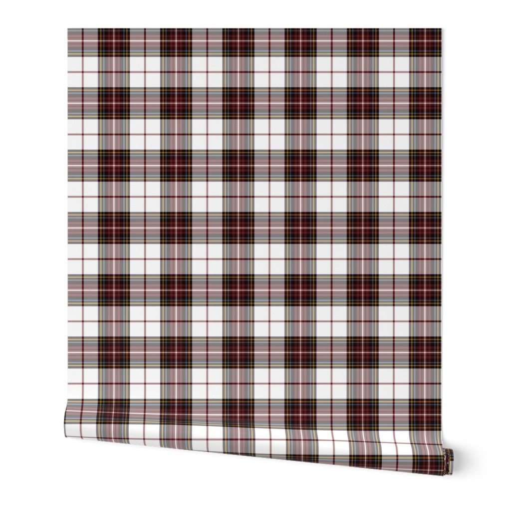 King George VI tartan, 8" white ground, red stripe, weathered