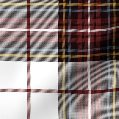 King George VI tartan, 8" white ground, red stripe, weathered