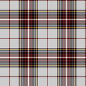 King George VI tartan, 8" light grey ground, red stripe, weathered