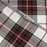 King George VI tartan, 7" white ground, red stripe, weathered