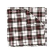 King George VI tartan, 7" white ground, red stripe, weathered