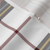 King George VI tartan, 7" white ground, red stripe, weathered