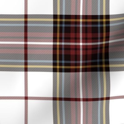 King George VI tartan, 7" white ground, red stripe, weathered