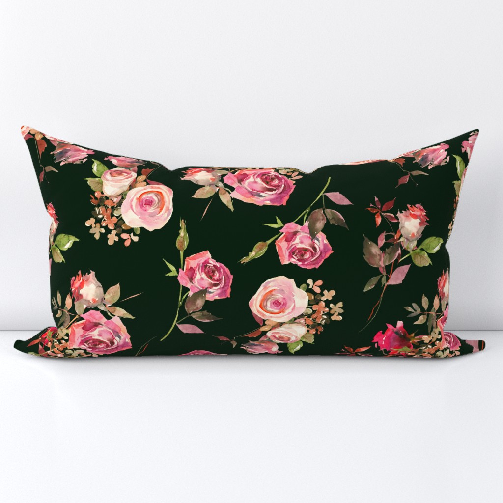 18" Dark Autumn Rose - pink and blush on dark green