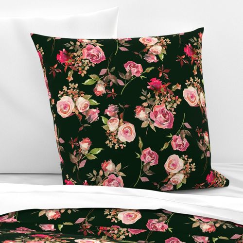 18" Dark Autumn Rose - pink and blush on dark green