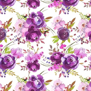 18" Purple  watercolor florals bouquets 