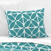Jumbo Scale Modern Oval Petals and Triangles in Teal, Large Scale Upholstery Floral