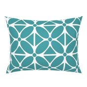 Jumbo Scale Modern Oval Petals and Triangles in Teal, Large Scale Upholstery Floral