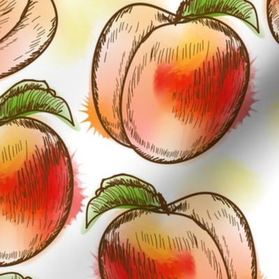 Watercolor Peaches on Cream