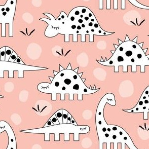 dinos with black spots on vintage pink