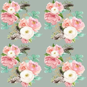 4" Boho Pink Teal Florals // Edward Green