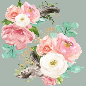 8" Boho Pink Teal Florals // Edward Green