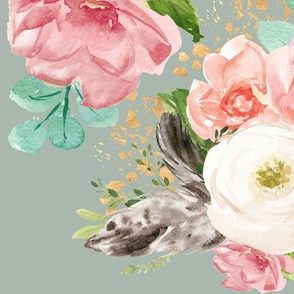 12" Boho Pink Teal Florals // Edward Green