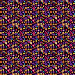 Extra Small Psychedelic Daisies on Black Background smallest