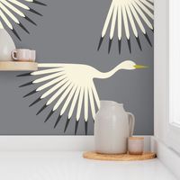 Art Deco Cranes - Smoke Smaller