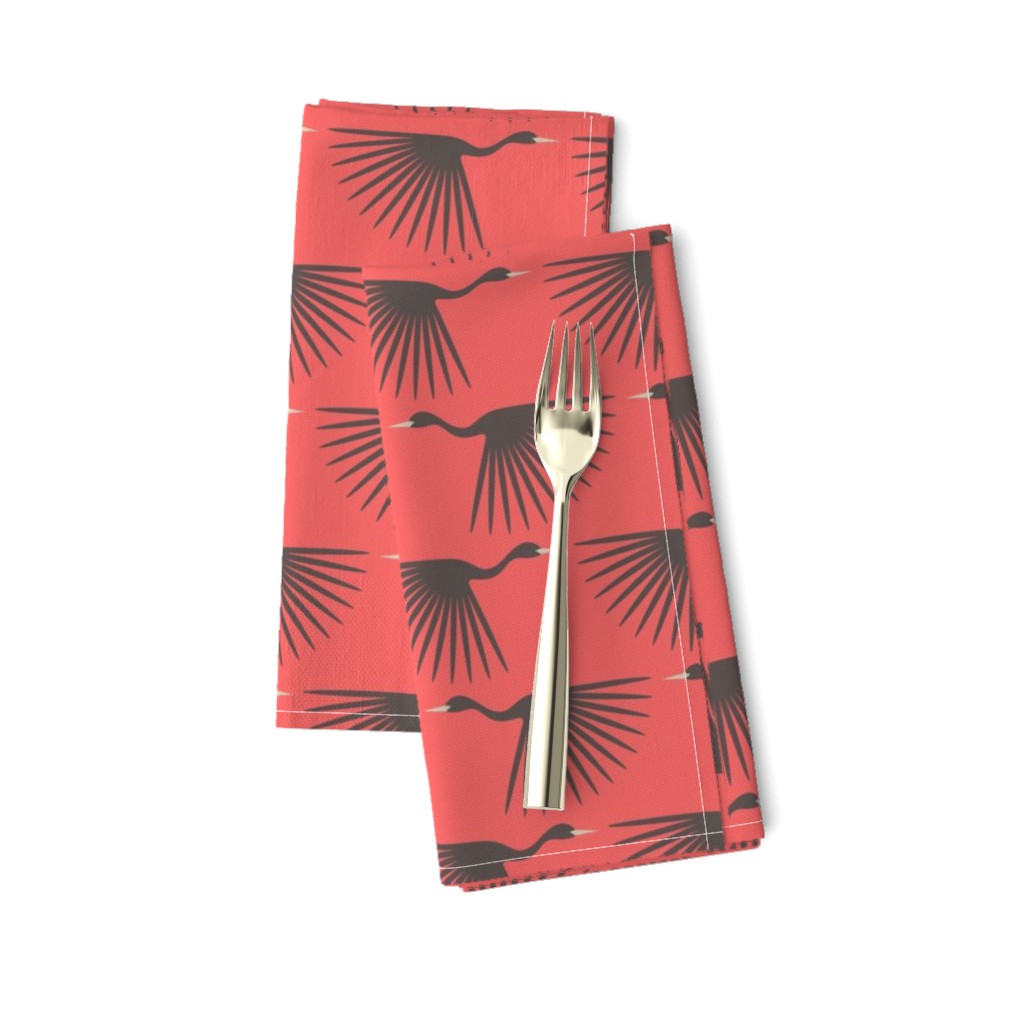 Art Deco Grey Cranes - Living Coral