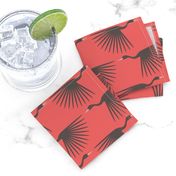 Art Deco Grey Cranes - Living Coral