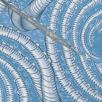 ★ KRAKEN ' ROLL ★ Monochrome Light Blue - Jumbo Scale / Collection : Kraken ' Roll – Steampunk Octopus Print