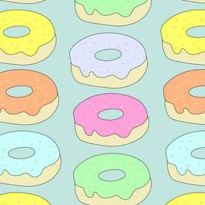 pastel donuts on teal background