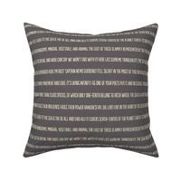 ★ 20,000 LEAGUES UNDER THE SEA ★ Jules Verne’s Quote – Ecru on Gray / Collection : French Style :) Words & Breton Stripes Prints