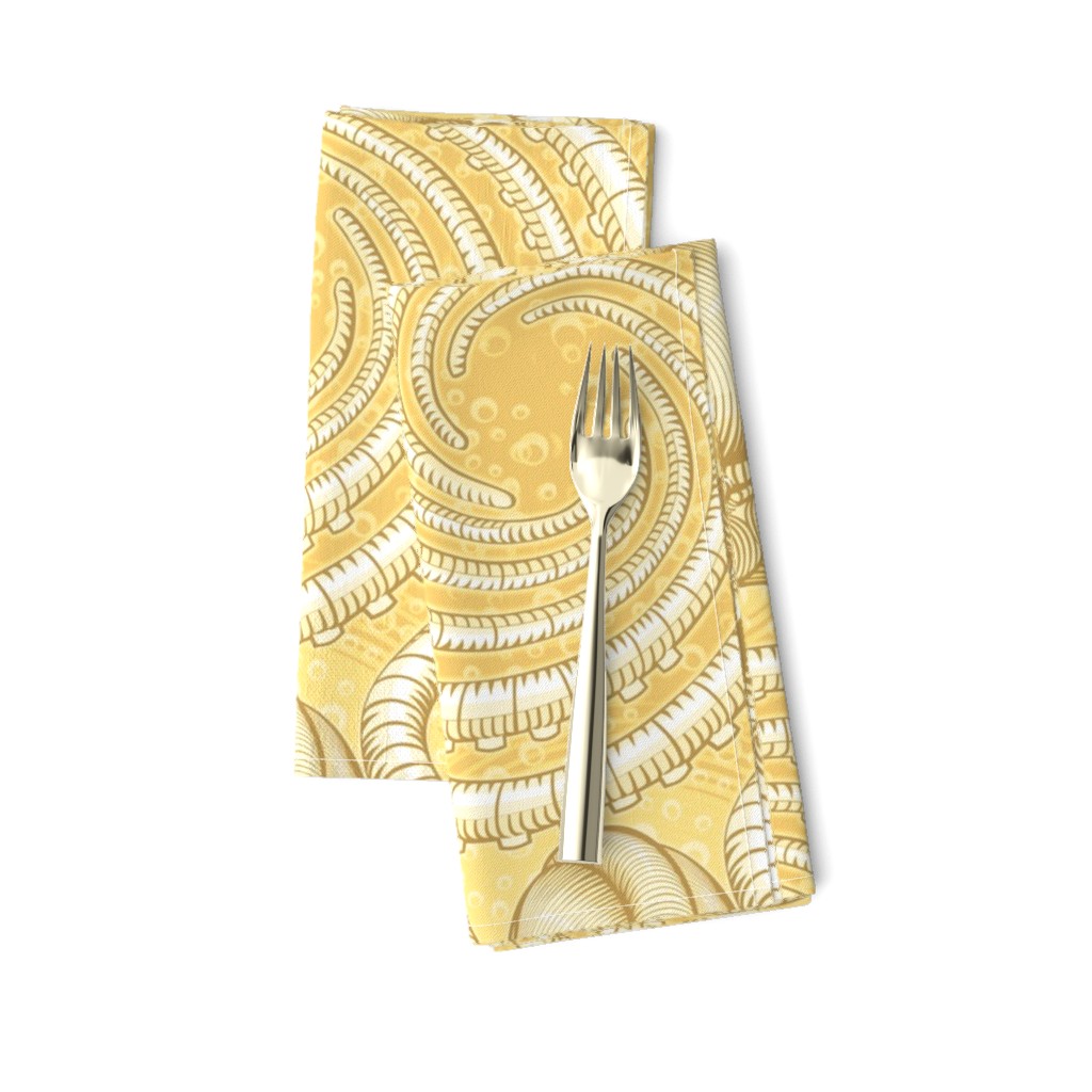 ★ KRAKEN ' ROLL ★ Monochrome Light Golden Yellow - Jumbo Scale / Collection : Kraken ' Roll – Steampunk Octopus Print