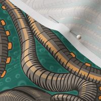 ★ KRAKEN ' ROLL ★ Green - Large Scale / Collection : Kraken ' Roll – Steampunk Octopus Print