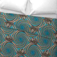 ★ KRAKEN ' ROLL ★ Teal - Jumbo Scale / Collection : Kraken ' Roll – Steampunk Octopus Print