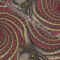 ★ KRAKEN ' ROLL ★ Burgundy Red - Large Scale / Collection : Kraken ' Roll – Steampunk Octopus Print