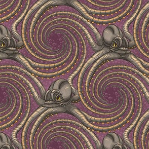 ★ KRAKEN ' ROLL ★ Purple - Small Scale / Collection : Kraken ' Roll – Steampunk Octopus Print