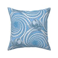 ★ KRAKEN ' ROLL ★ Monochrome Light Blue - Large Scale / Collection : Kraken ' Roll – Steampunk Octopus Print