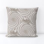 ★ KRAKEN ' ROLL ★ Monochrome Light Sand Gray - Large Scale / Collection : Kraken ' Roll – Steampunk Octopus Print