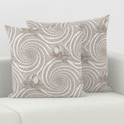 ★ KRAKEN ' ROLL ★ Monochrome Light Sand Gray - Large Scale / Collection : Kraken ' Roll – Steampunk Octopus Print