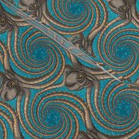 ★ KRAKEN ' ROLL ★ Teal - Small Scale / Collection : Kraken ' Roll – Steampunk Octopus Print