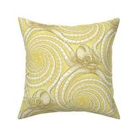 ★ KRAKEN ' ROLL ★ Monochrome Light Mustard Yellow - Large Scale / Collection : Kraken ' Roll – Steampunk Octopus Print