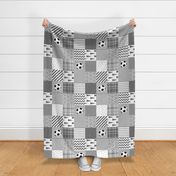 soccer cheater quilt - sports, sport, grey, kids, boys, football wholecloth