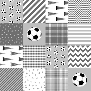 soccer cheater quilt - sports, sport, grey, kids, boys, football wholecloth