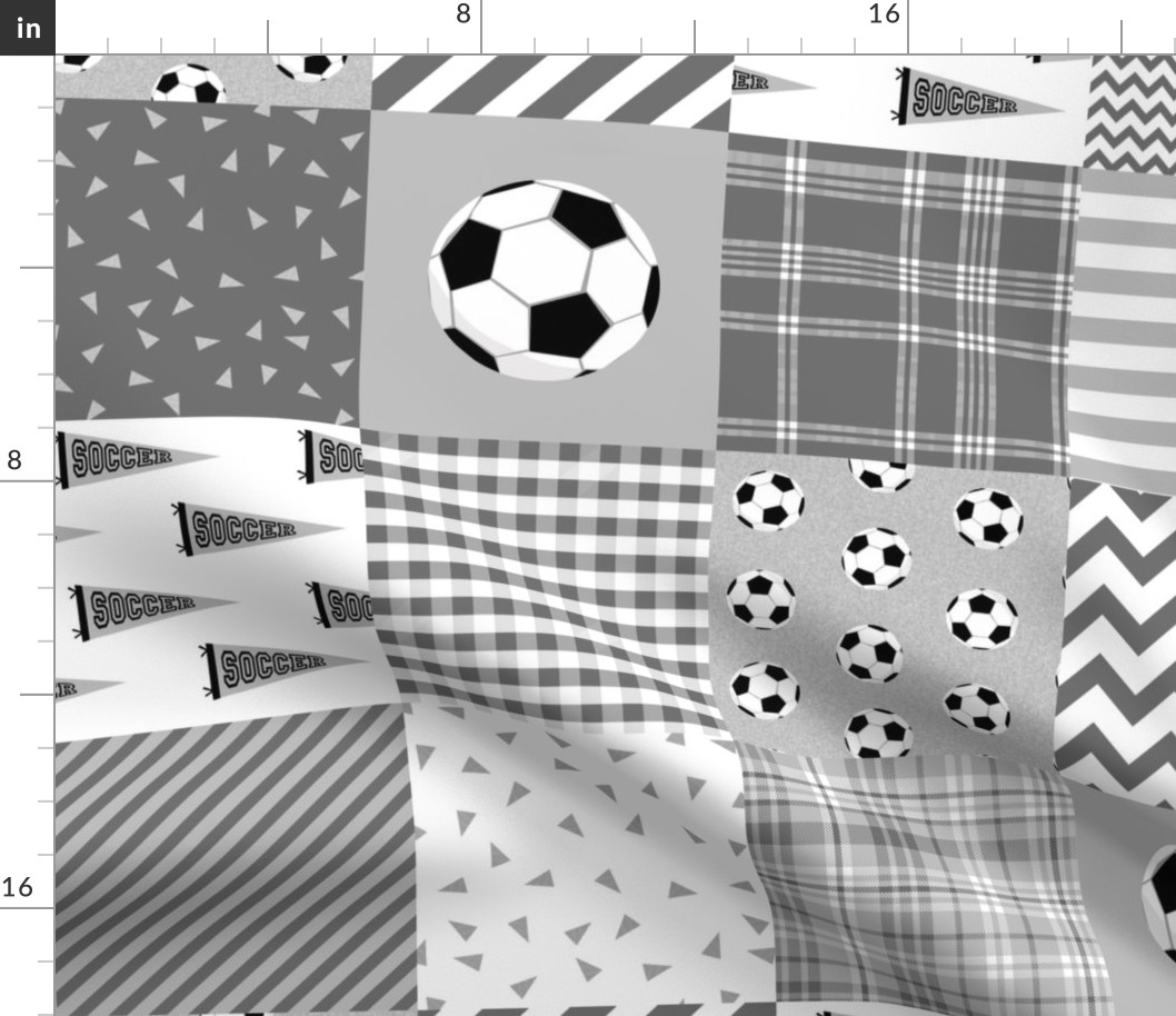 soccer cheater quilt - sports, sport, grey, kids, boys, football wholecloth