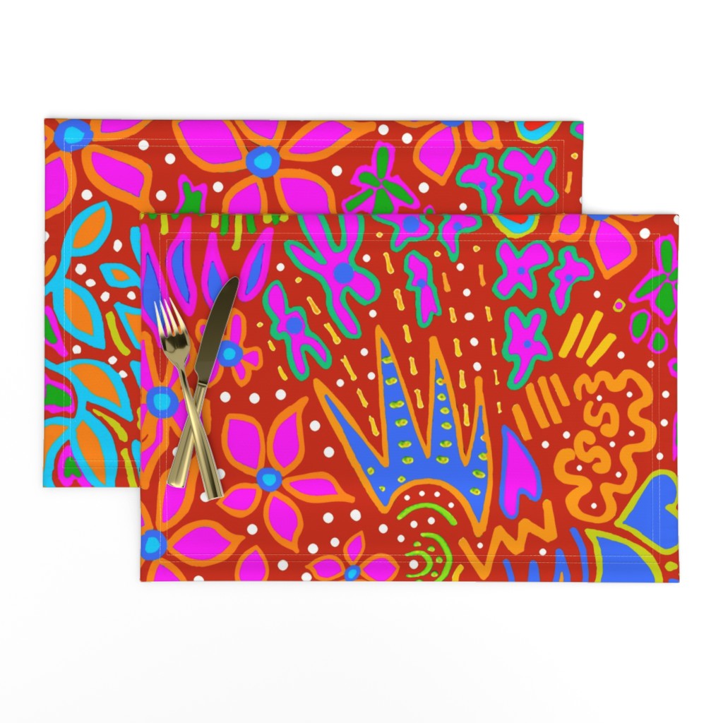 Arizona Summer Garden Flowers - Large Scale - Design 7919057 - Scarlet