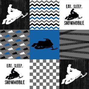 Eat Sleep Snowmobile//Blue - Wholecloth Cheater Quilt