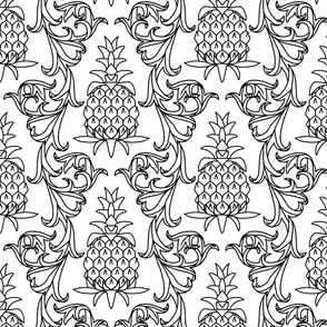victorian acanthus leaf border and pineapple trimmed BW