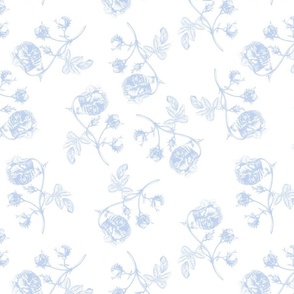 14"  Pierre-Joseph Redouté- Pierre-Joseph Redoute- Redouté fabric,Roses fabric-Redoute roses-Chinoiserie Blue Roses Fabric, Roses Fabric, Redoute Fabric,