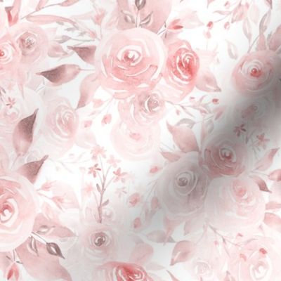 21" pink rose blush florals double layer 