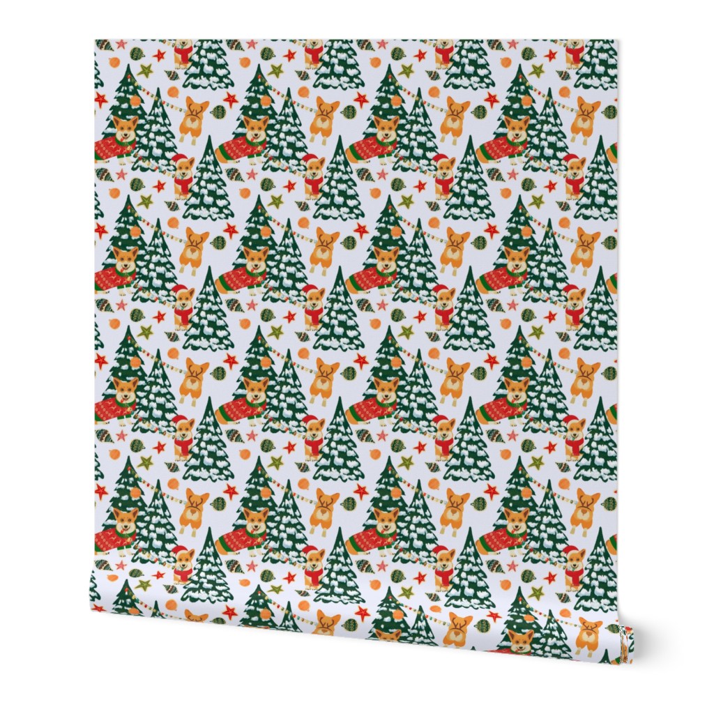 Corgis decorate the Christmas tree - X-Small White - 6x6in 