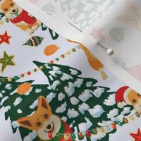 Corgis decorate the Christmas tree - X-Small White - 6x6in 