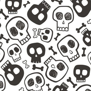 Skulls and Bones Halloween Black & White