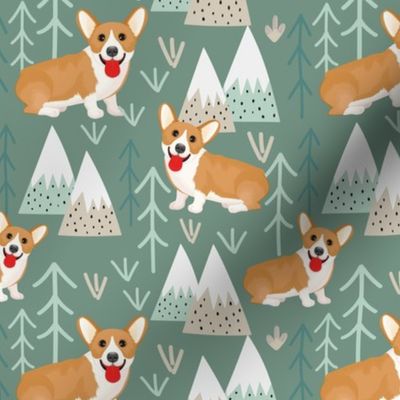 Corgis in the Mountains - Green X-Small