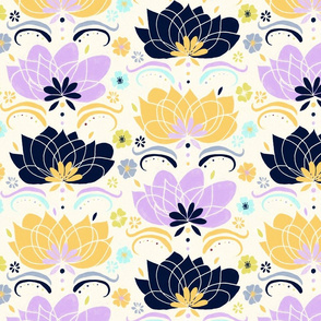 Pastel & Navy Floral  - Large 